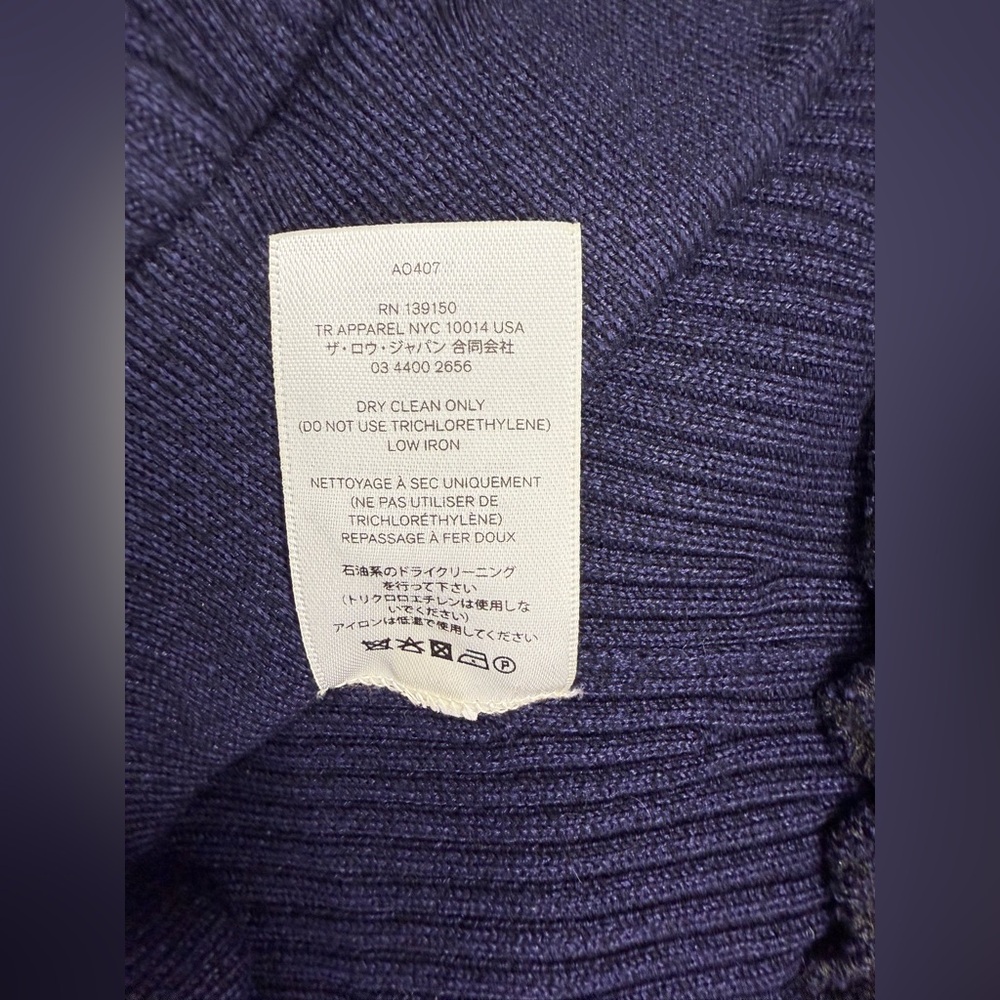 THE ROW Carmine knit long pants w/ ruffle hem Navy Blue | Size large Silk Cotton - Picture 13 of 13